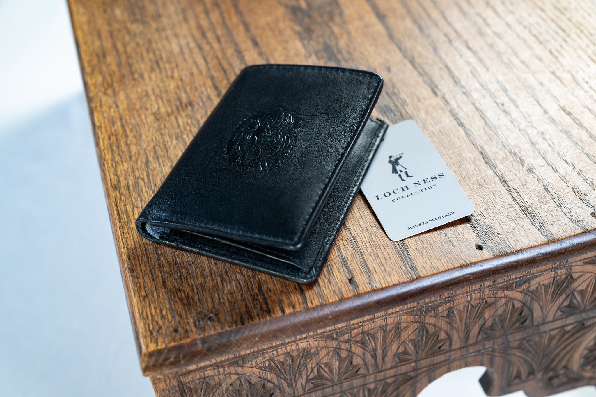 Highland cow wallet black Medford leather